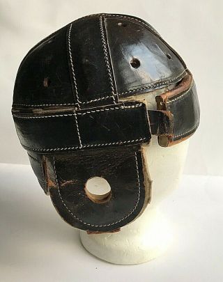 1920s Antique Victor Wright Ditson Leather Football Helmet Dog Ear Grange Style