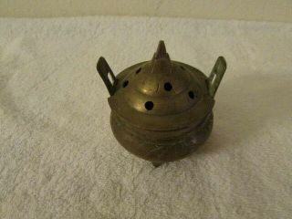 Vintage Antique Chinese Etched Incense Burner Bronze/brass