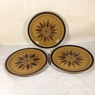 3 Vtg Ekco Lugano Stoneware Japan Mcm Plate Dish Platter Brown Serving Eterna