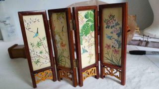 Detailed Vintage Dollhouse Miniature Furniture Asian Screen Room Divider,  Wood,