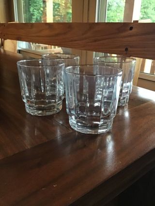 Set Of 4 Vintage Arcoroc France Lancer Pattern Rocks Short 3.  5 " Whiskey Glasses