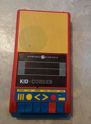 Vintage General Electric 3 - 5017a Kid Corder Red Cassette Player Recorder