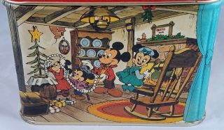Disney Vintage Christmas Carol Mickey Mouse Tin Container 3
