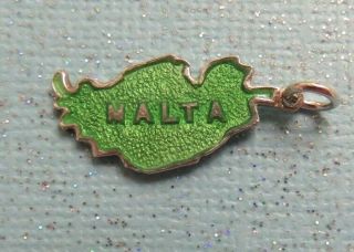 Vtg Sterling Silver Enamel Malta Map Thomas L Mott Travel Bracelet Charm Tlm