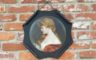 Antique Orig.  Meek Co Rolled Corner Tin Litho Portrait Rosamond Sign Dated 1907