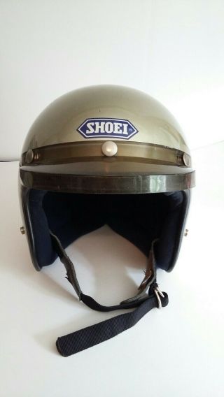 Gold Vintage Retro Shoei Motorcycle Helmet Dot S - 52 With Viser Size M
