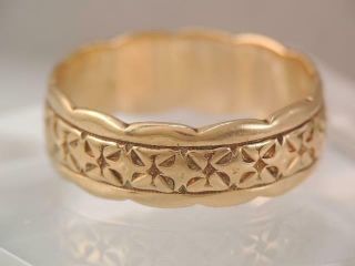 Ornate Antique Victorian Wide Solid 14k Gold Ornate Engraved Wedding Band Ring