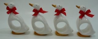Vintage 1983 Set Of 4 Ceramic Duck Napkin Rings  Ron Gordon