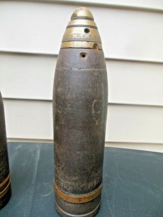 Vintage Rare Ww1 75 Mm Mortar Trench Art Shell W/ Timer.  Door Stop