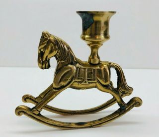 Vintage Brass Rocking Horse Candle Holder 4 " Tall