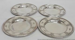 Wallace Rose Point Sterling Silver 925 Sandwich Plates No Mono Set Of 4 Antique