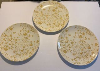 Set Of 3 Vintage Ironstone Sheffield Golden Meadow 10 " Inch Dinner Plate Usa