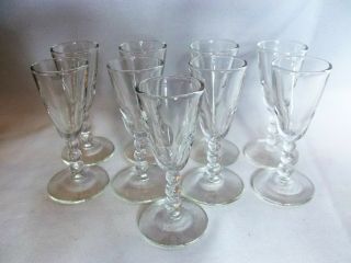 Set/9 Libbey Candlewick Style Vintage Nob Hill Ball Stem Cordial Glasses