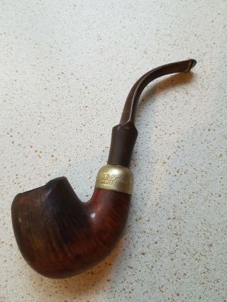 Vintage K&p Peterson Smoking Pipe With Silver Collar