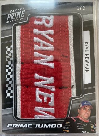 2019 Panini Prime Racing Ryan Newman Jumbo Name Plate Patch 1/2 Nr