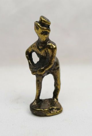 Antique 19th Century English Brass Pipe Tamper Figural Charles Dickens Man
