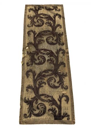 Antique Ottoman? Gold Metallic Thread Embroidery Velvet Table Runner Tapestry