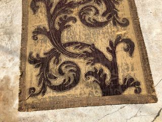 Antique Ottoman? Gold Metallic Thread Embroidery Velvet Table Runner Tapestry 2