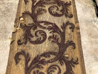 Antique Ottoman? Gold Metallic Thread Embroidery Velvet Table Runner Tapestry 3