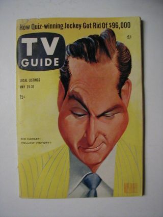 May 25 1957 Tv Guide Sid Caesar Hirschfeld Lone Ranger Carolyn Jones M Dolenz
