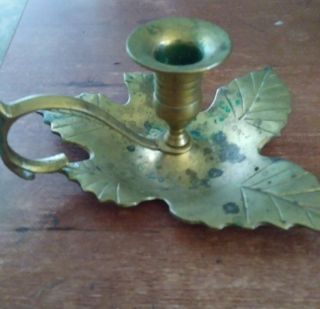 Vintage Look Collectible Brass Leaf Handcrafted Candle Holder