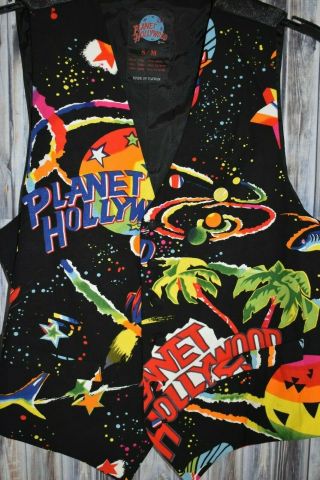 90s Vintage Planet Hollywood Big Print Vest S/m Retro Planets Palm Tree Logo