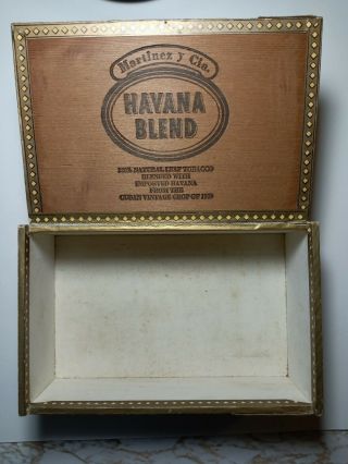 Martinez Y Cia Havana Blend Wood Cigar Box,  50 Coronados,  Empty Natural