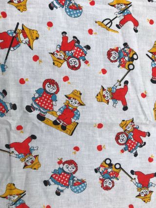 Vintage Raggedy Ann & Andy On The Farm Fabric Almost 3 Yards 34 " X 103 "