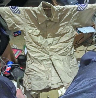 Vintage Ww2 U.  S.  Air Force,  Army Khaki Uniform Pants And Shirt Sleeve Shirt
