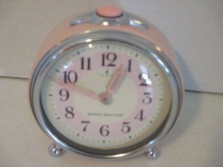 Pottery Barn Kids Retro Alarm Clock Metal Light Pink Silver Girls Room Desk J100