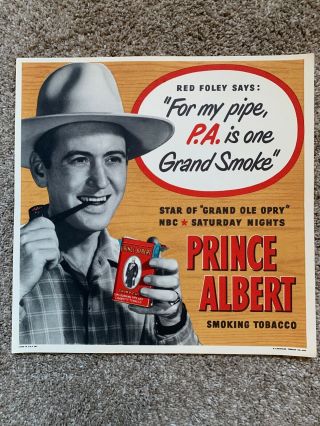 Vintage Dated 1949 Prince Albert Tobacco Sign Red Foley Lp Advertisement Poster