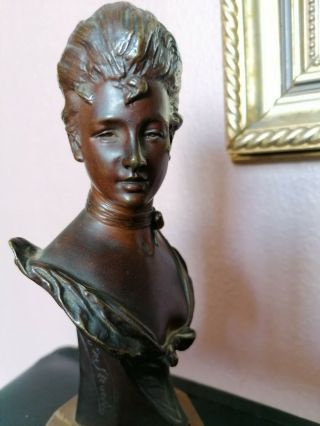 Antique Bronze Bust Statue Art Nouveau Van Der Straeten