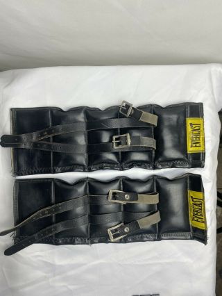 Vintage Distressed Everlast Black Leather Ankle Wrist Weights 2.  5 Each Buckles