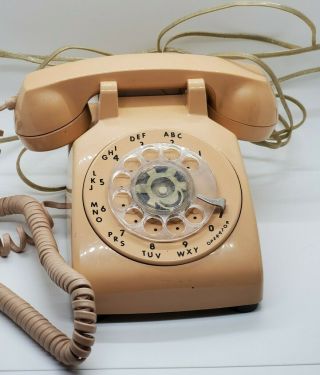 Beige Itt Bell System Western Electric Rotary Desk Phone W/ Cord Vintage
