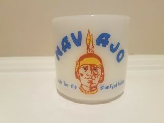 Vintage Navajo Freight Lines Look For Blue Eyed Indian Coffee Mug White Glass