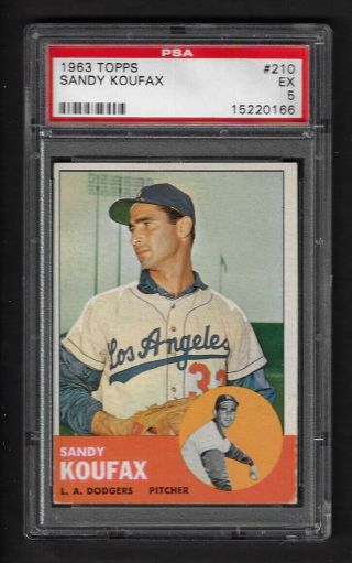 1963 Topps Sandy Koufax 210 Psa 5 Ex Dodgers Hof