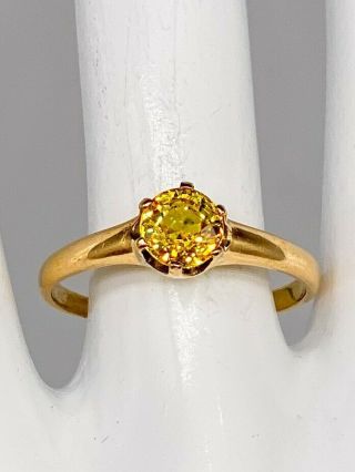 Antique Victorian 1890s $3000 1ct Natural Yellow Sapphire 18k Gold Wedding Ring