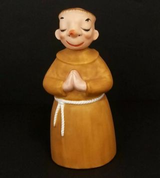 Vintage Lefton Monk Ceramic Decanter Friar Tuck Figurine Yellow Mustard 991