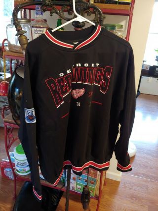 Vtg Lee Sports Nhl Detroit Red Wings Crew Neck Sweatshirt 90s Western Con Champs