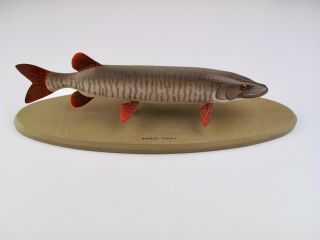 Muskie Carving / By Bob Miller / Signed And Dated / Vintage