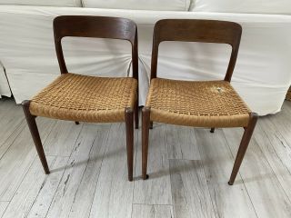 Teak Mid Century Modern Danish Chairs - J.  L.  Moller Model No.  75