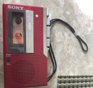 Sony M - 7 Microcassette - Corder Rare Red Japan Vintage Recorder Handheld