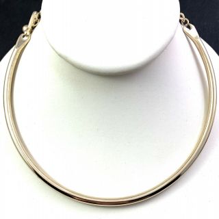 Vintage Torc Style Necklace Gold Tone Metal Collar 1970s Fashion