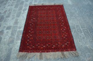 B224 Handmade Afghan Turkoman Rug/ Vintage Kunduzi Stunning Rug / 3 