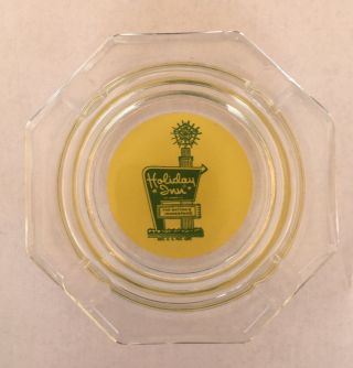 Vintage Holiday Inn Hotel Clear Glass Green & Yellow Logo