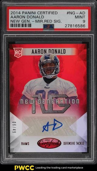 2014 Panini Certified Generation Mirror Red Aaron Donald Rc Auto /49 Psa 9
