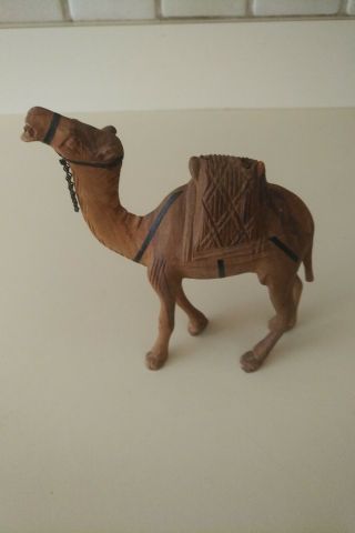 Vintage Hand Carved Wood Wooden Camel Figure Figurine Nativity 5 1/2 "