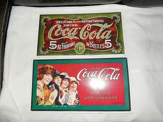 2 Vintage Coca Cola Metal Signs.  Great For Man Cave Or Game Rooms