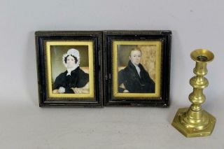 Great Pair Miniature 19th C Oil/ivory Portraits Of A Man & Woman Great Detail
