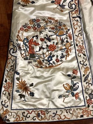 Gorgeous Antique Chinese Silk Robe With Figures,  Peking Knot Flowers & Symbols 2